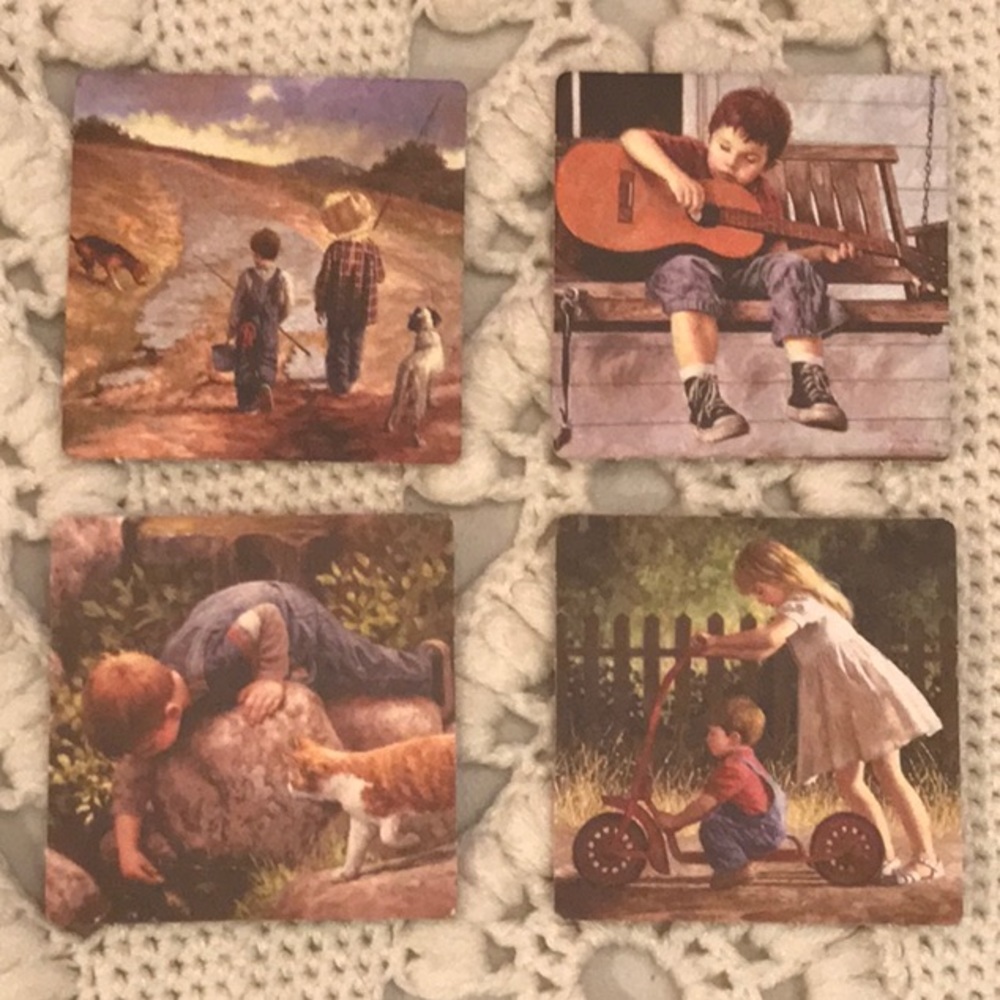 Vintage Country Scene Cardstock Coasters